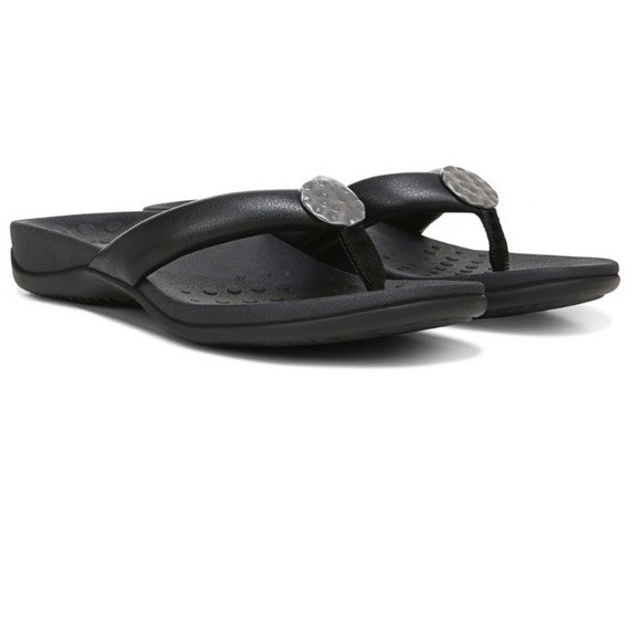 Vionic Lida‎ Thong Post Sandal Arch Support Womens 6 Medium Black New - Picture 9 of 9